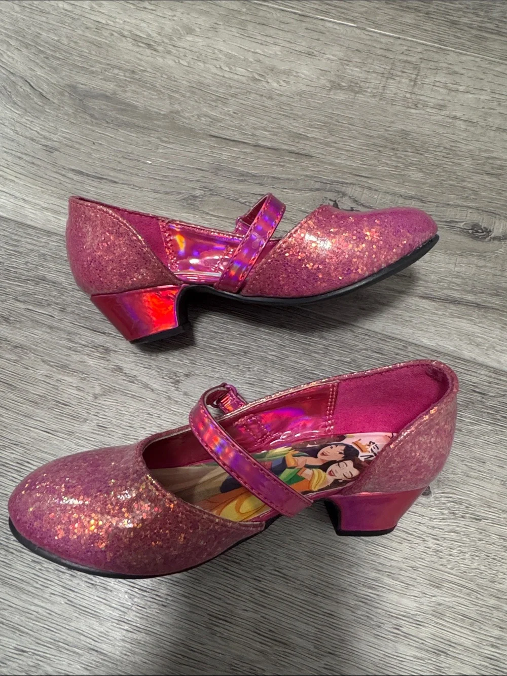 Disney Girls' Magenta Glitter Princess Mary Jane Shoes